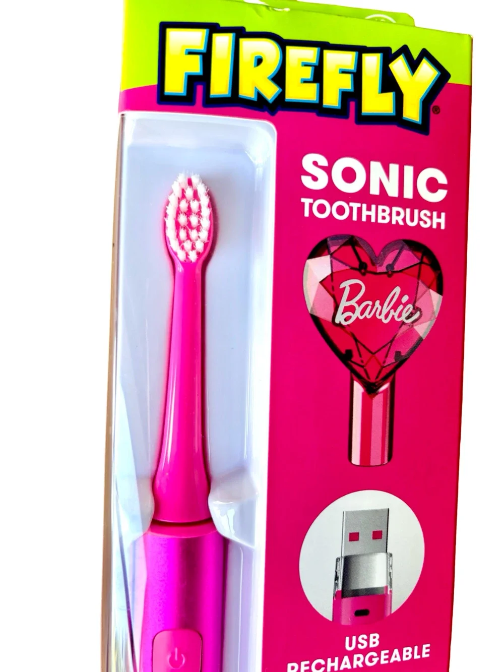 Firefly Sonic Barbie Toothbrush with USB Charging and Antibacterial Cover